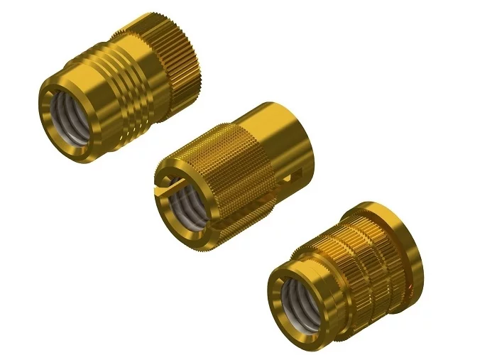 BRASS THREADED INSERTS FOR PLASTIC WITH ASSEMBLY BY PRESSURE